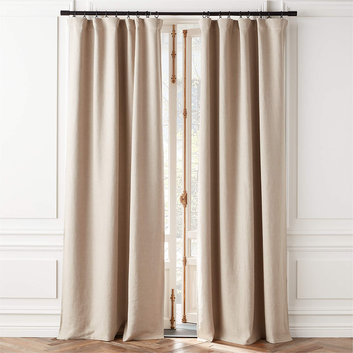 European Flax™-Certified Linen Natural Blackout Window Curtain Panel 48''x84''