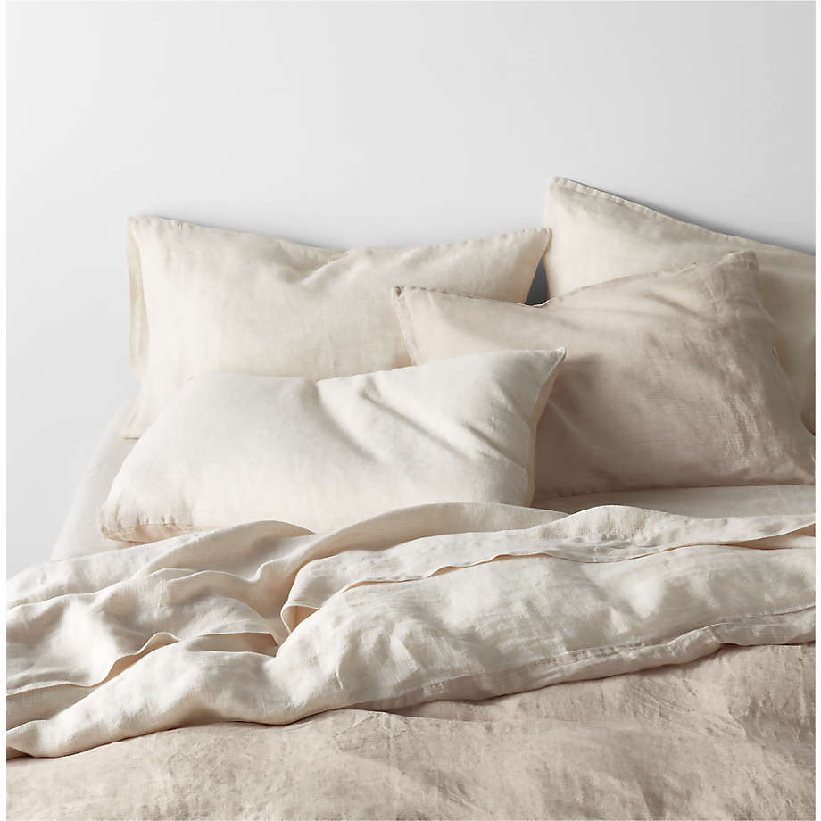 Ivory Grid Natural Hemp Full/Queen Duvet Cover