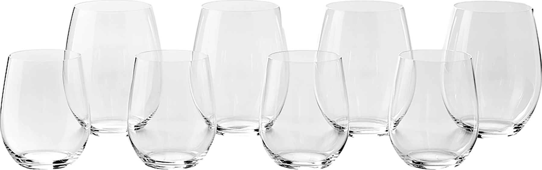 Riedel "O" Stemless Mixed Chardonnay & Cabernet Wine Glasses, Pay-6 Get 8 Set