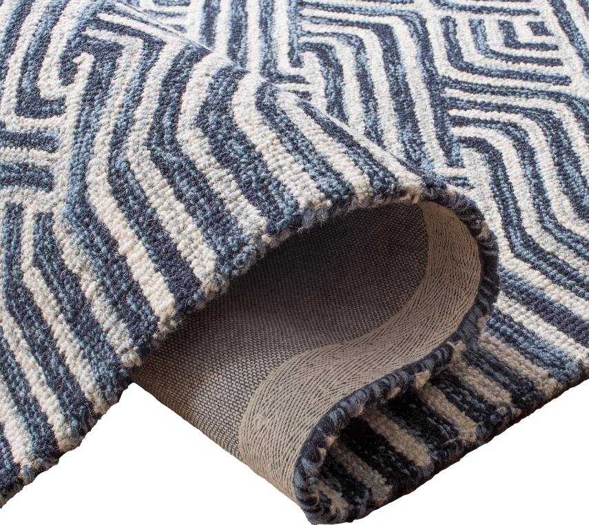Emmett Handmade Dark Blue/Ivory Rug