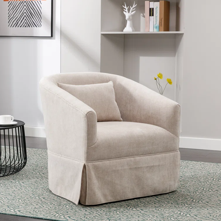 Swivel Accent Arm Chair With Plump Pillow Upholstered Comfy 360 Degree Swivel Sofa Chair