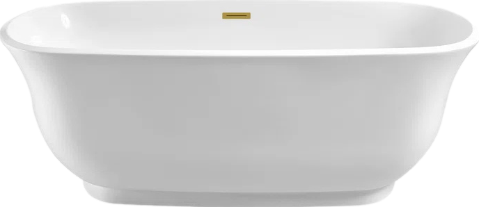67" Streamline Freestanding Soaking Acrylic Bathtub With Drain and Bamboo Tray 