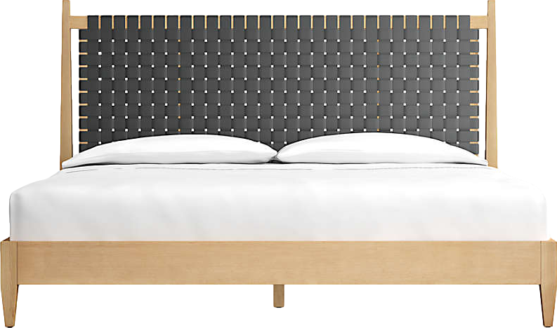 Rio Black Leather and Wood King Bed