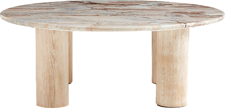 Homage Marble and White Oak Wood 44" Round Coffee Table