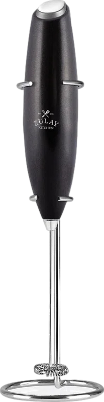 Zulay Kitchen Stainless Steel Handheld Milk Frother, Metallic Black