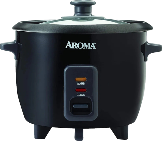 AROMA® Rice Cooker, 3-Cup (Uncooked) / 6-Cup (Cooked), Steamer, Small Rice Cooker, Oatmeal Cooker, Auto Keep Warm, 1.5 Qt, Black