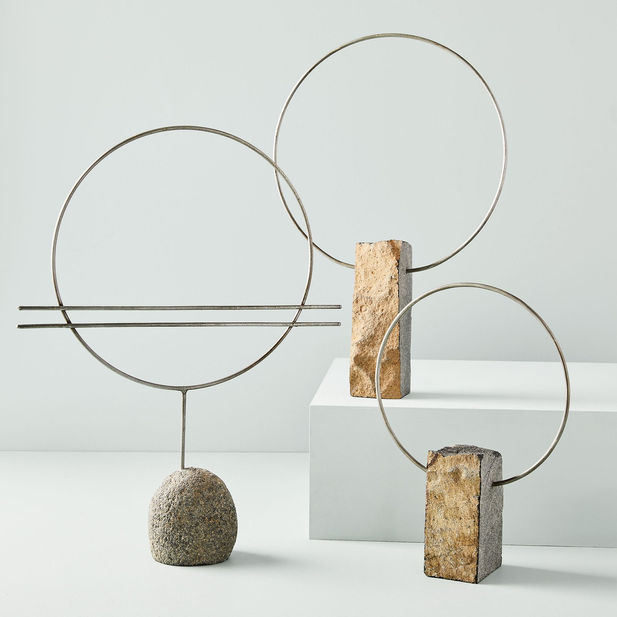 River Rock & Metal Sculptural Objects