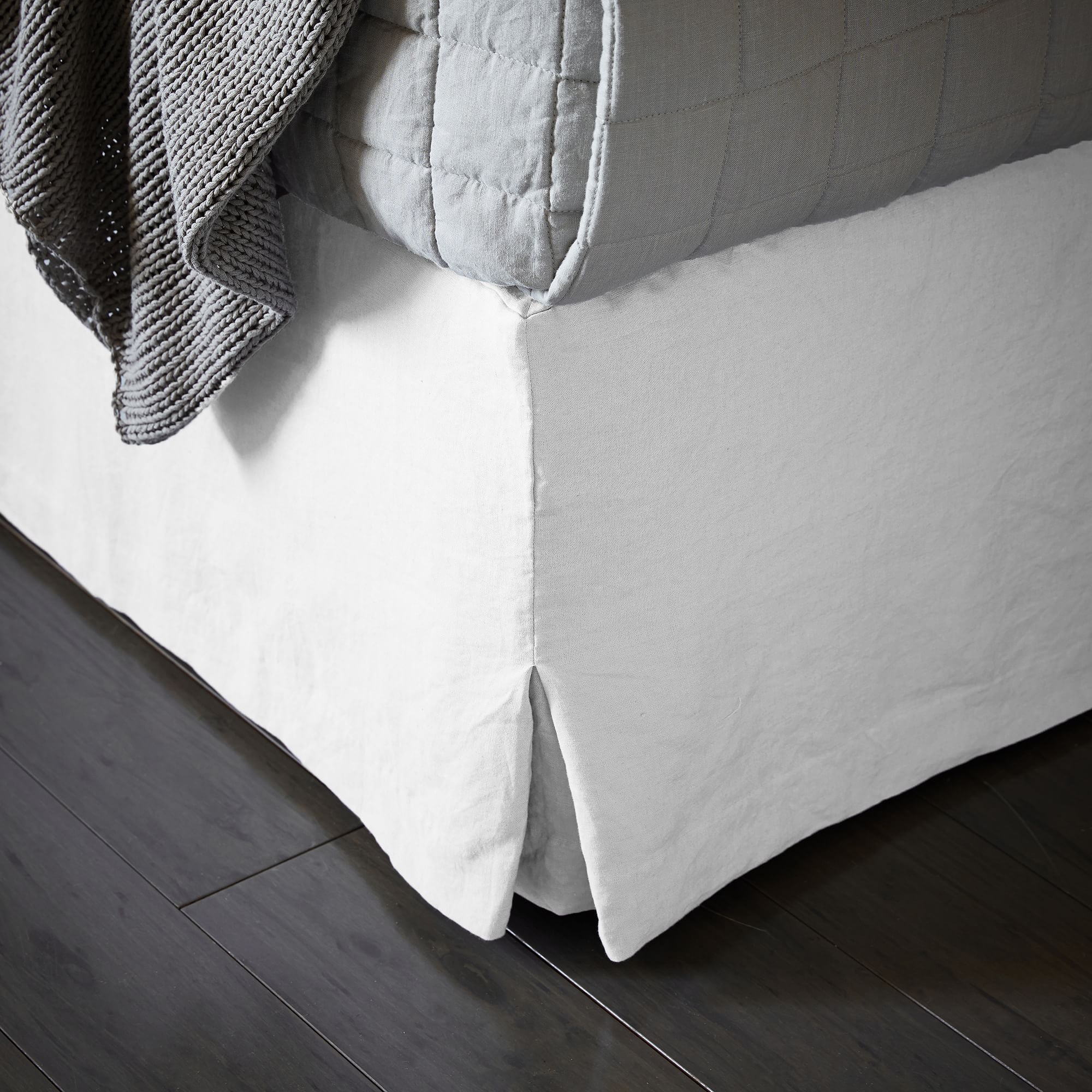 European Flax Linen Bed Skirt, White