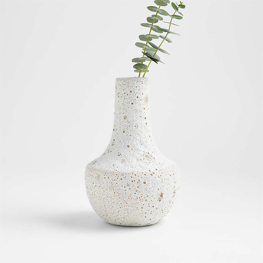 Ema Ceramic Small White Vase, 8"