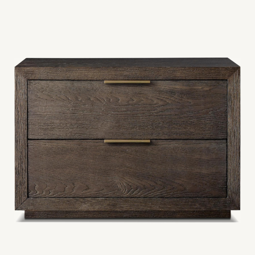Machinto Closed Nightstand, Brown Oak/ Burnished Brass