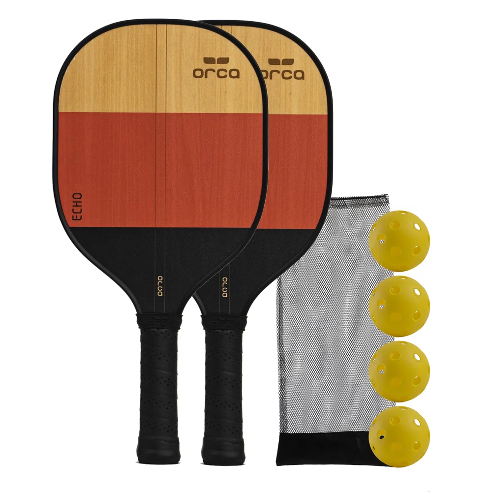 ORCA Solid Wood Pickleball with Carrying Case