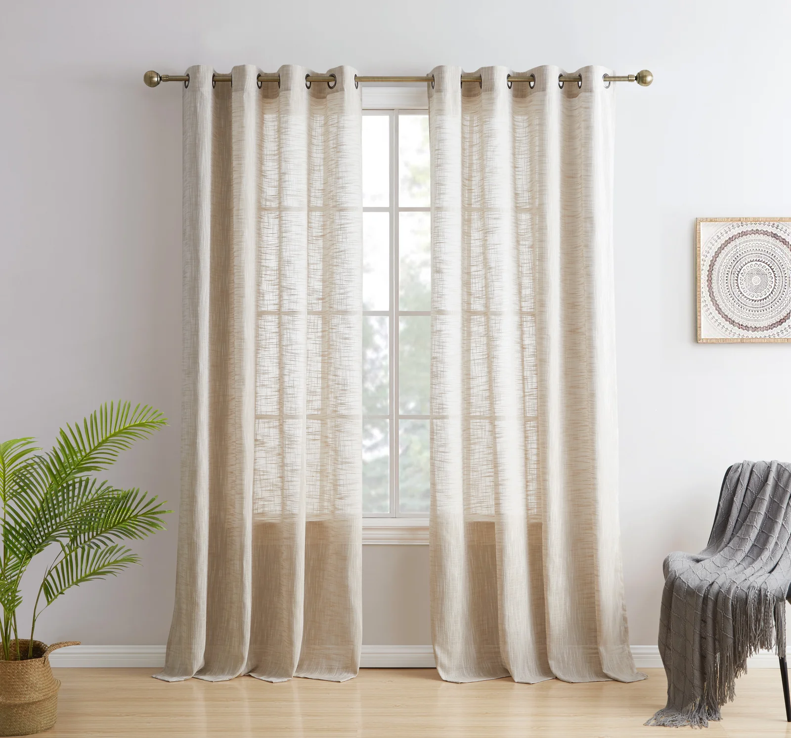 Hallmark Polyester Semi Sheer Curtain Pair (Set of 2)