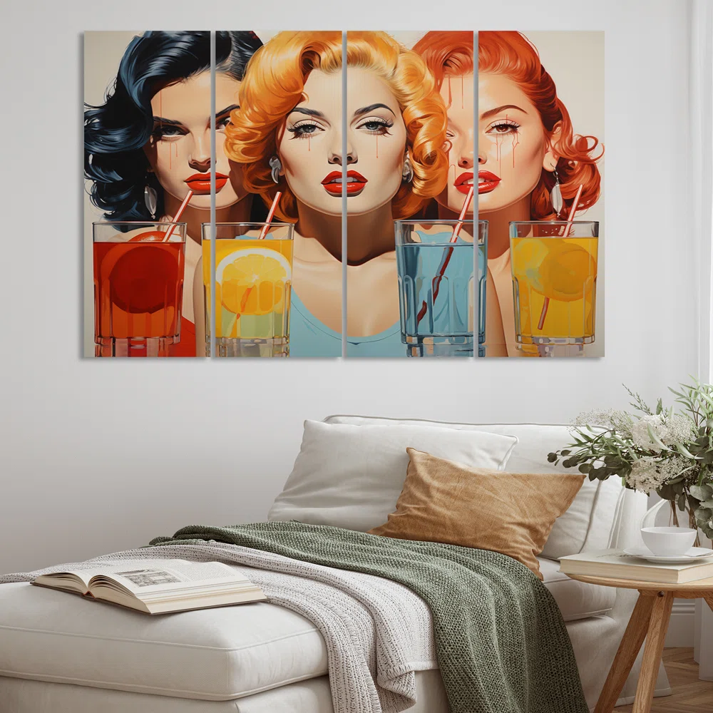 "Pop 1950S Cocktail Emotion I" 4 - Pieces