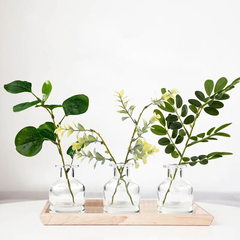 Faux Plants 11'' Faux Plant in Glass Pot (Set of 3)