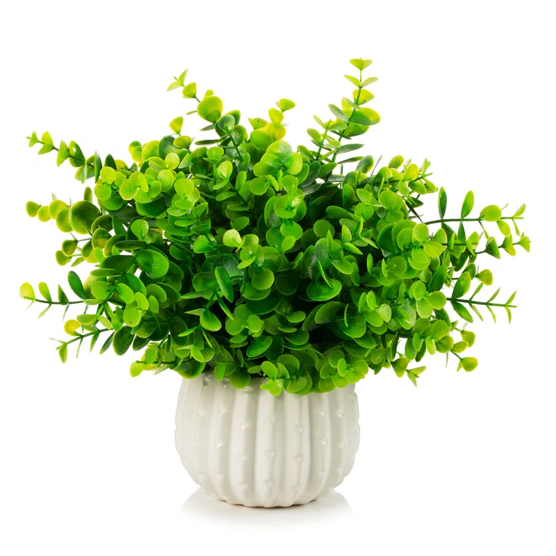 10'' Faux Eucalyptus Grass in Ceramic Pot