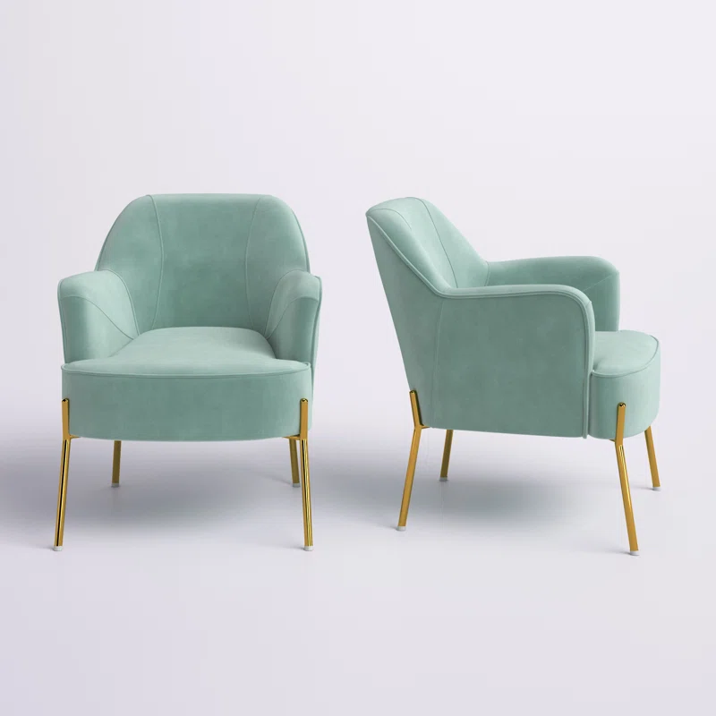 Cleo 26" Wide Contemporary Chair with Recessed Arms (Set of 2)