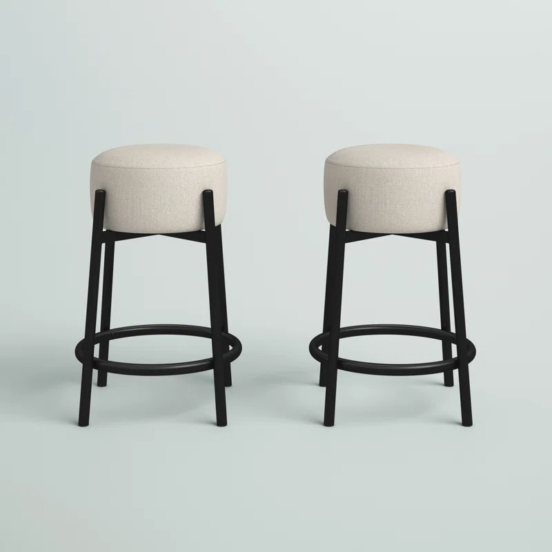 Aybree Upholstered Counter Stool with Metal Frame (Set of 2)