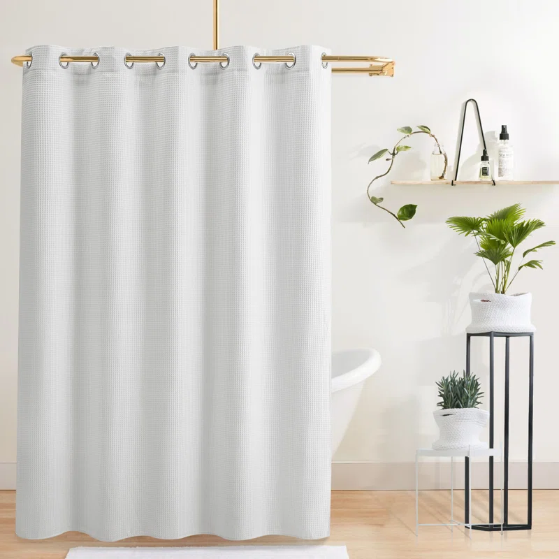 Duppstadt Honeycomb Waffle Shower Curtain with Snap-in Liner