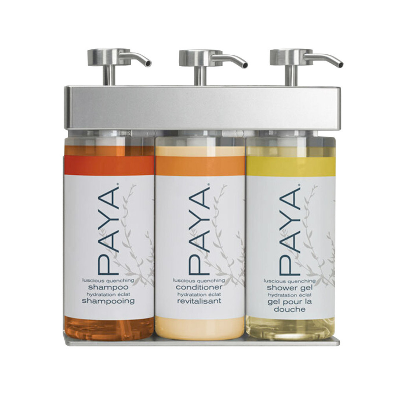 SOLera Paya 3 Chamber Liquid Dispenser, 36 oz, Satin Silver/Translucent
