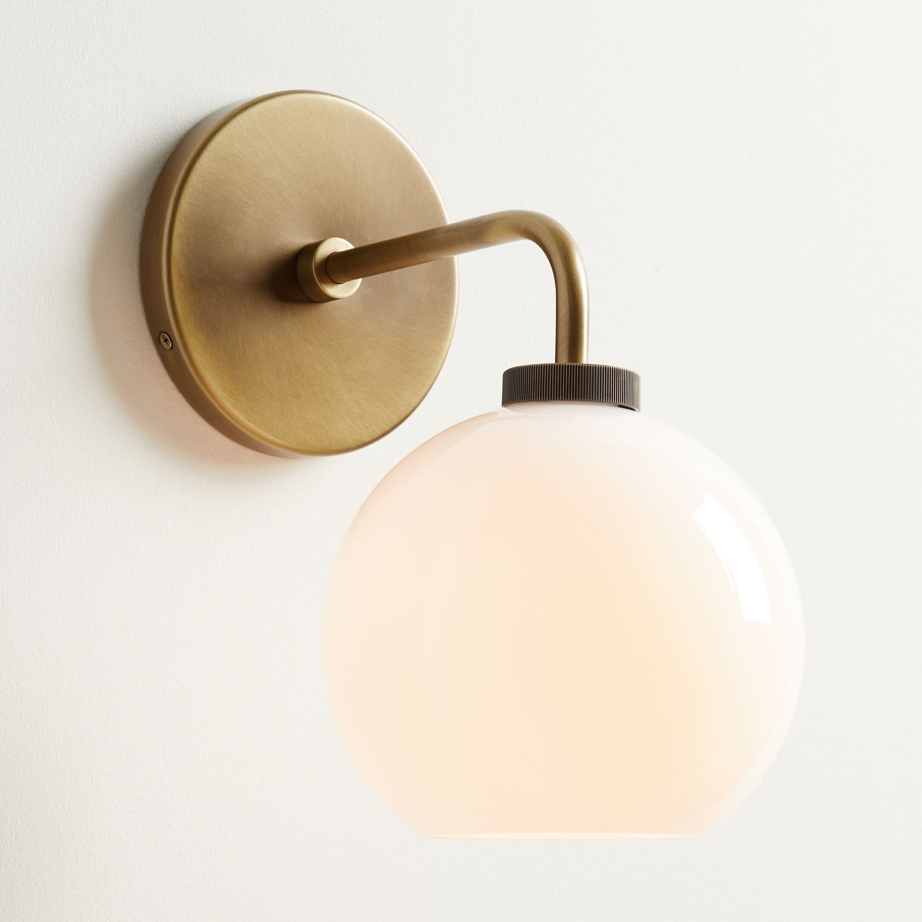 Reagan Milk Globe Sconce, Matte Black