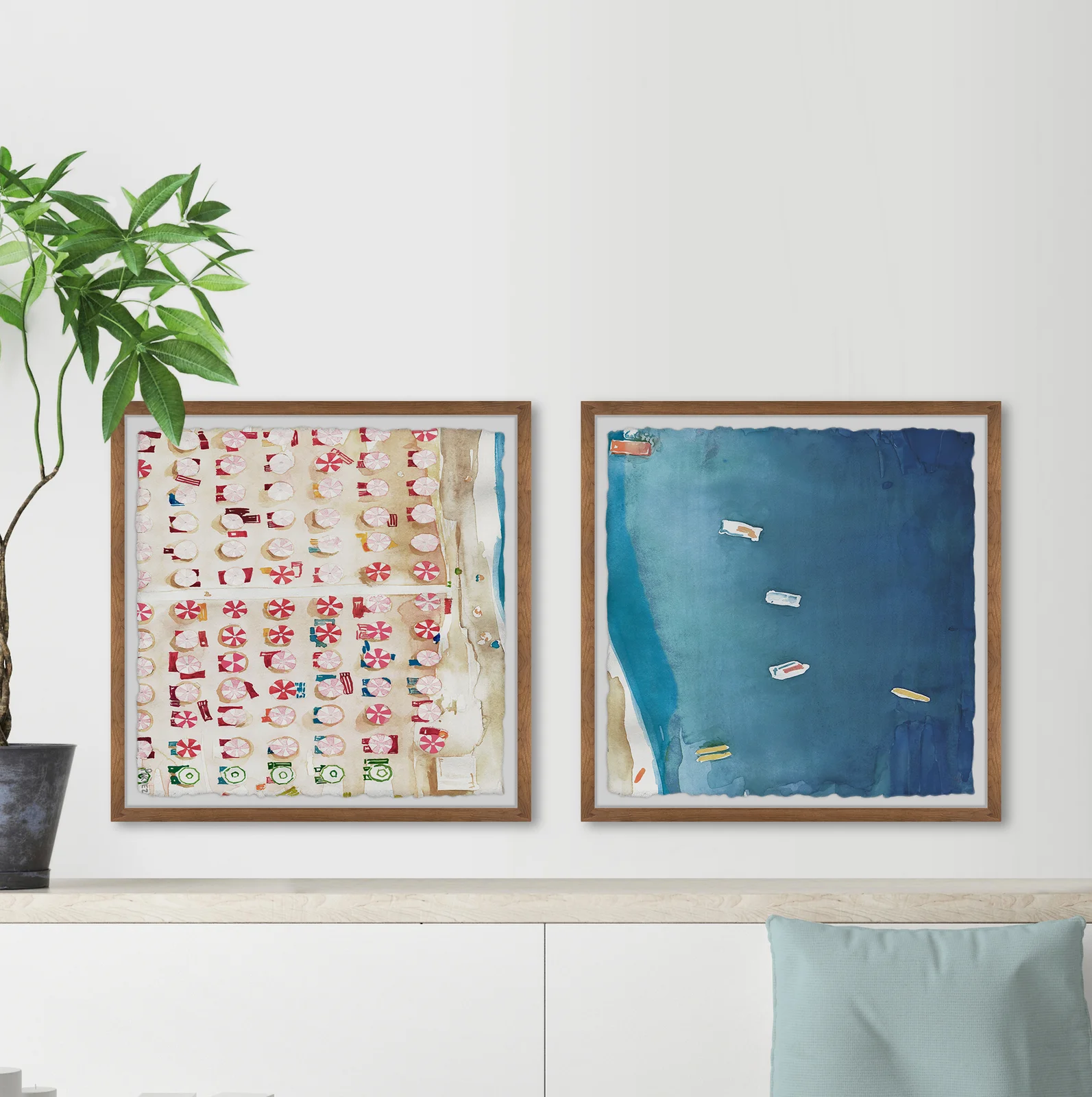 Mercado " Packed Beach III " by Marmont Hill 2 - Pieces Painting Print