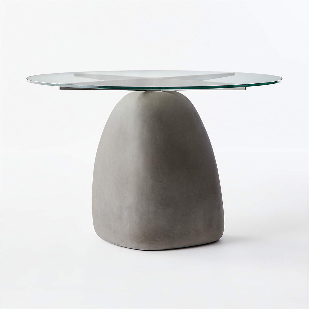 Stone 47" Round Grey Concrete Dining Table With Glass Top