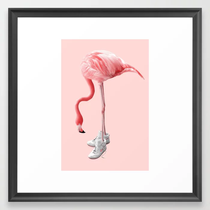 SNEAKER FLAMINGO Framed Art Print