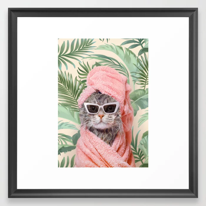 BEVERLY HILLS CAT Framed Art Print, Scoop Black