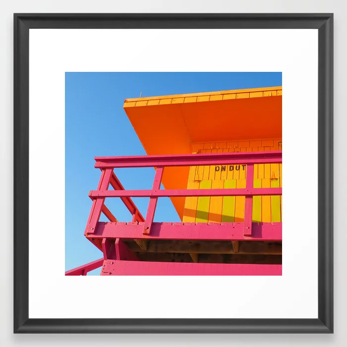Bright Miami Beach Lifeguard Stand Framed Art Print