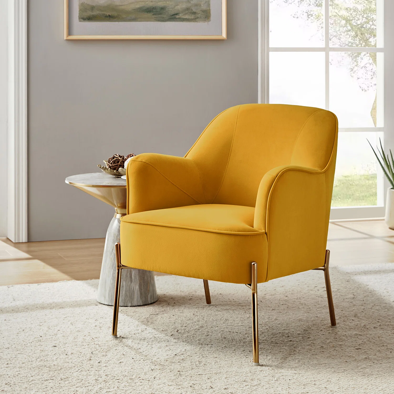 Cleo 26" Wide Contemporary Chair with Recessed Arms