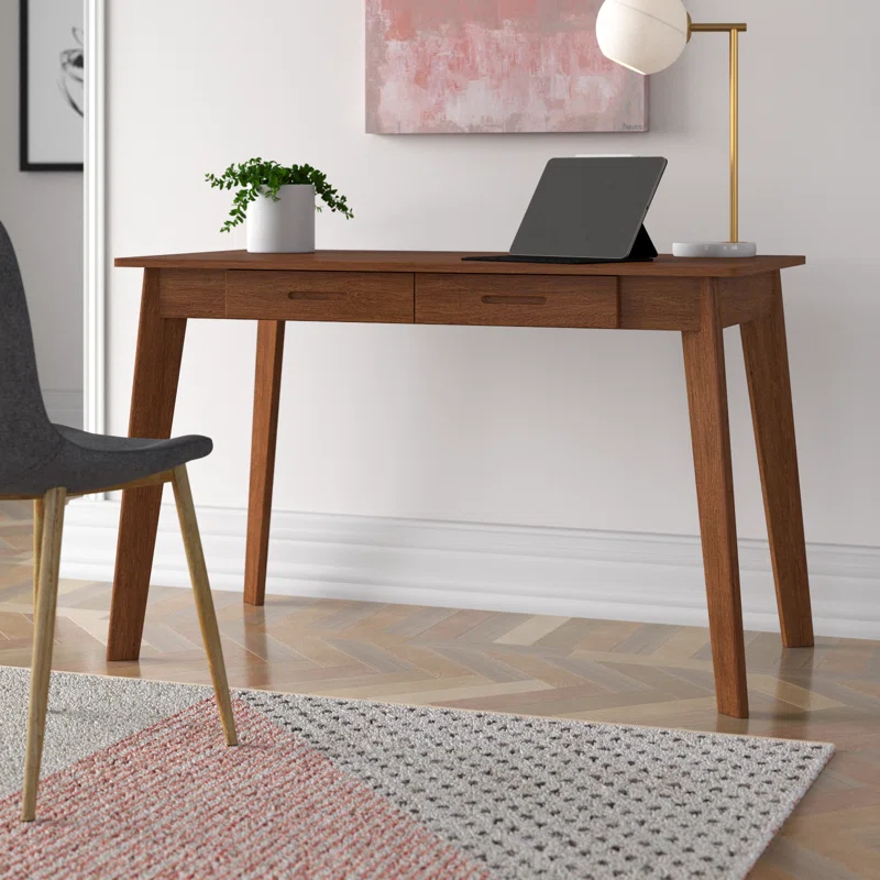 Walnut Baggio Solid Wood Base Writing Desk