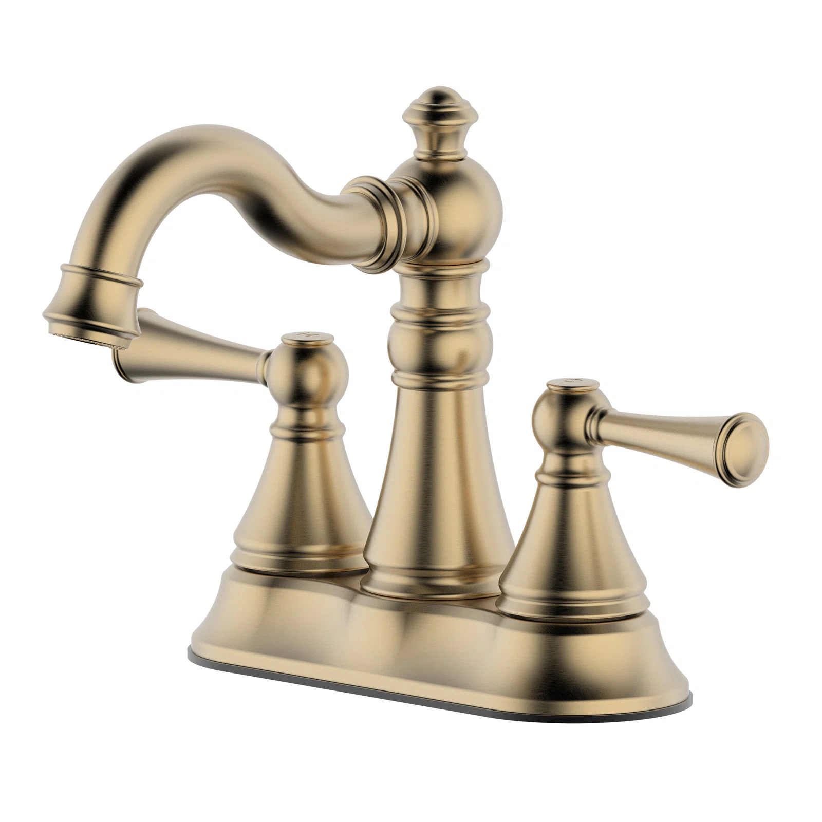 Brushed Gold Centerset 2-handle Bathroom Faucet with Drain Assembly