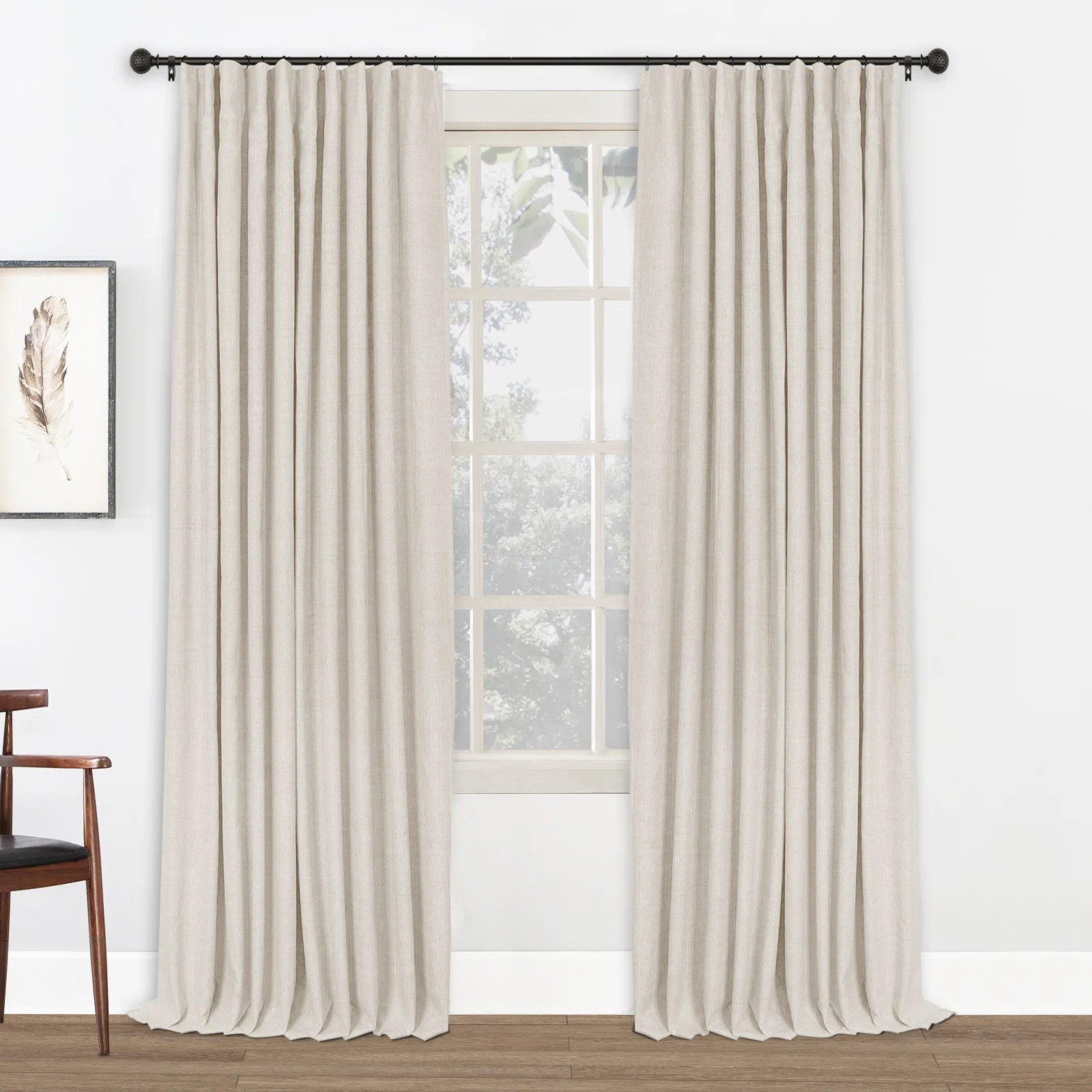 Birglinde Blackout Curtains Linen Textured 100% Blackout Drapes for Bedroom Living Room Curtains Clip Ring (Set of 2)