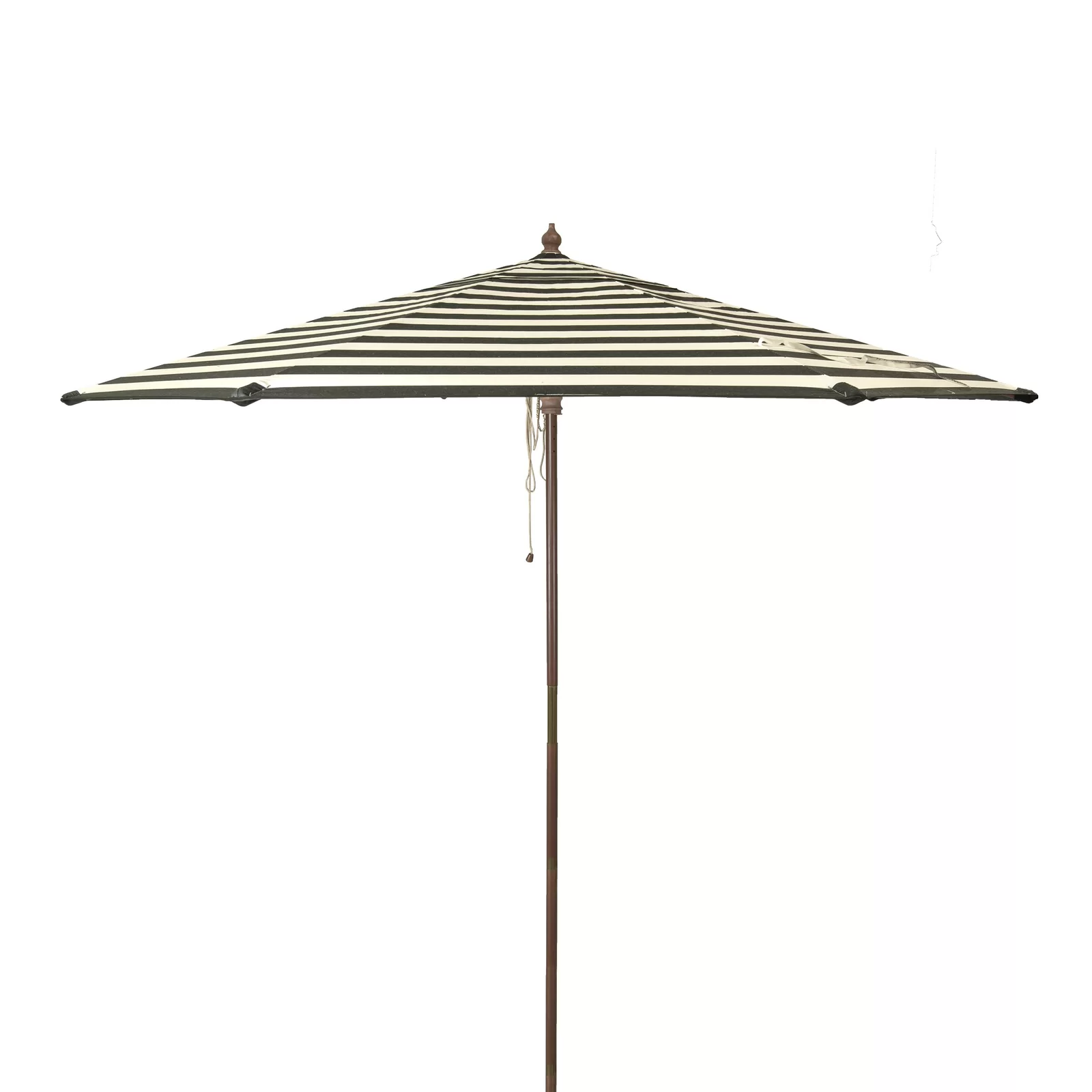 Black and White Stripe 9' Classic Wood Market Umbrella