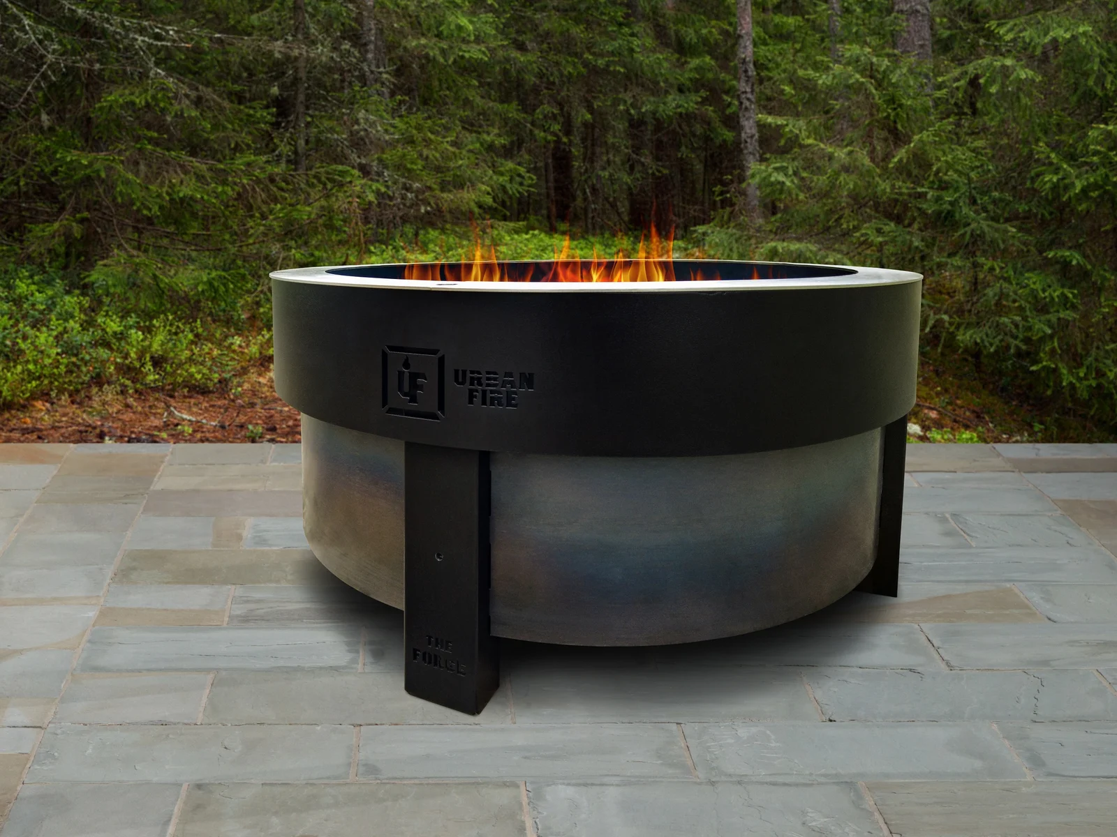 Black/Gray The Forge 15.5" H x 32" W Steel Outdoor Fire Pit