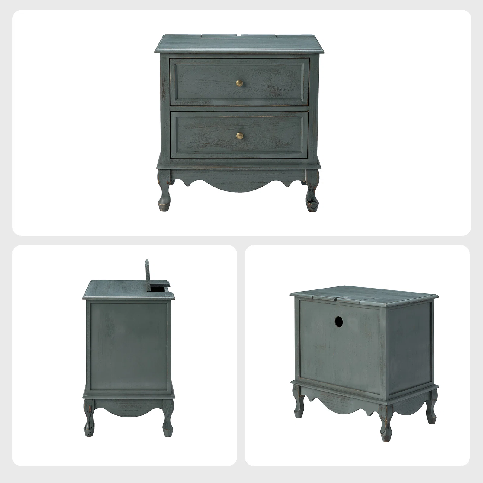 Lundgren 24'' Tall 2 - Drawer Nightstand with Charging Station (Set of 2)