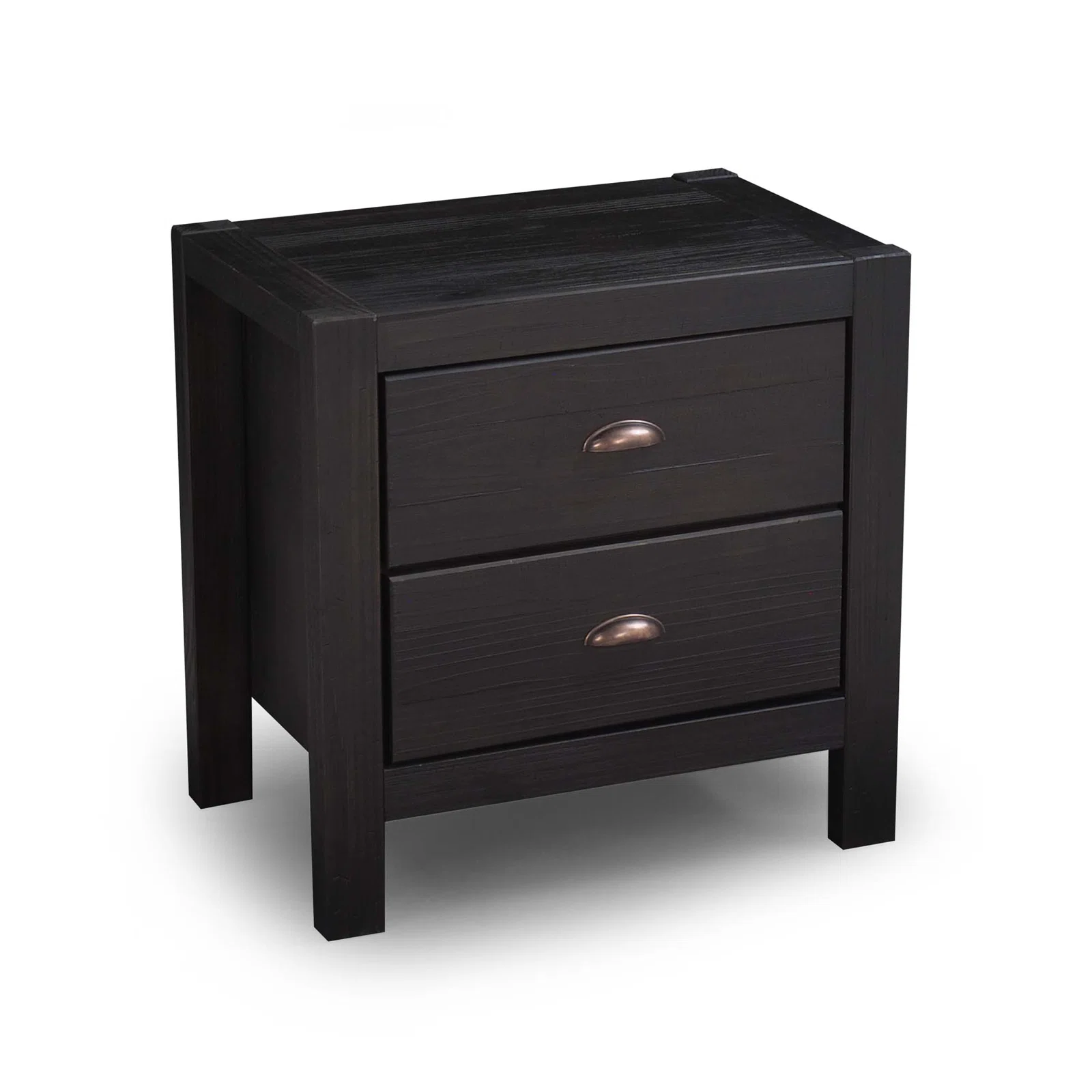 Farmhouse Black Montauk Solid Wood Nightstand