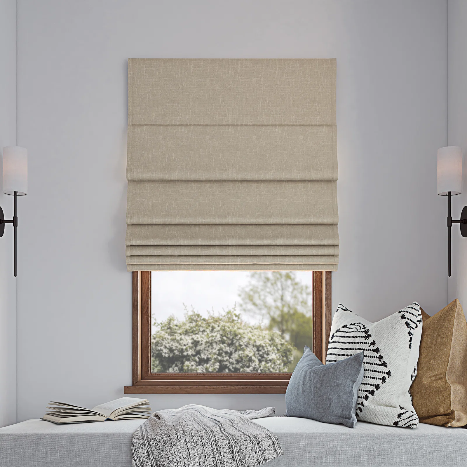 Stone Pryer Textured 100% Blackout Cordless Roman Shade