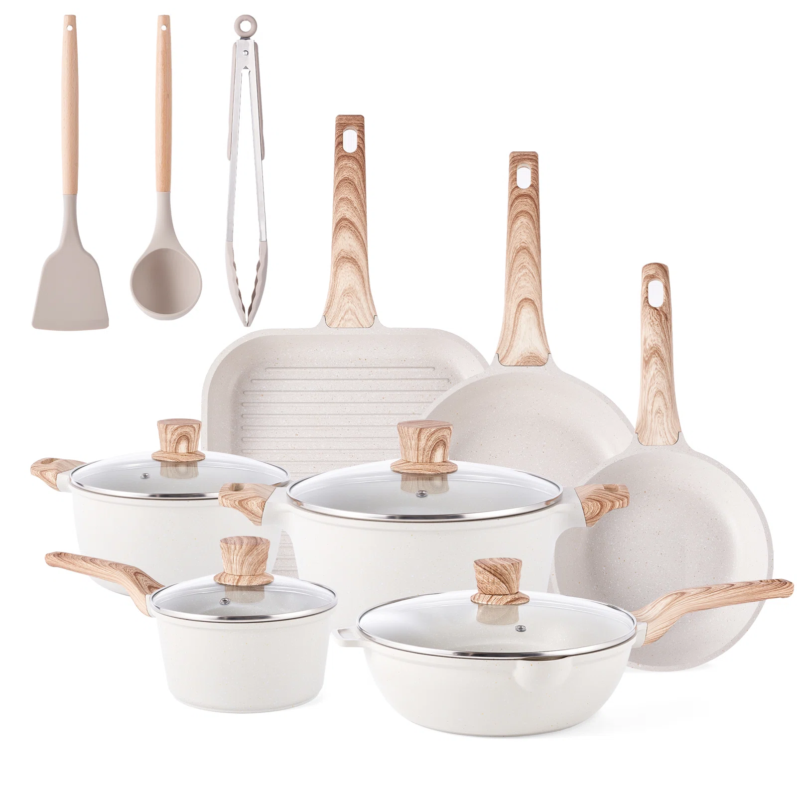 Newpots 20 - Piece Non-Stick Aluminum Cookware Set