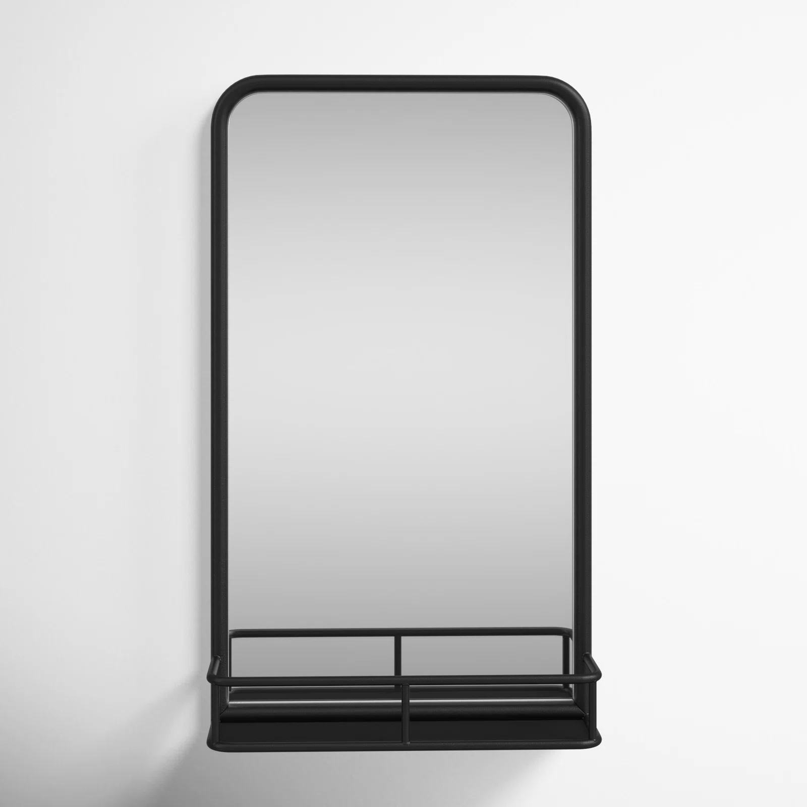 Black Koda Metal Wall Mirror with Shelves