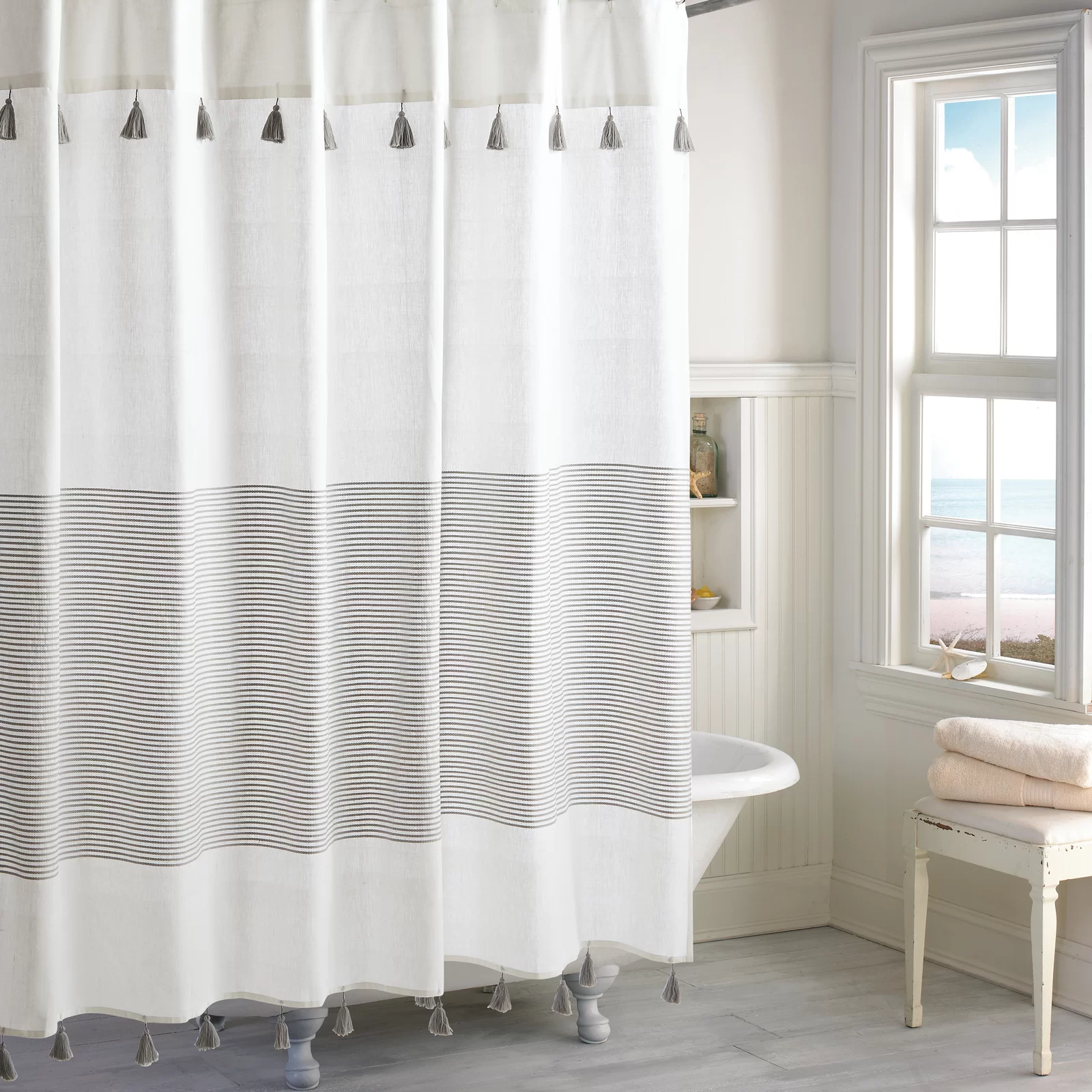 Panama Cotton Striped Shower Curtain