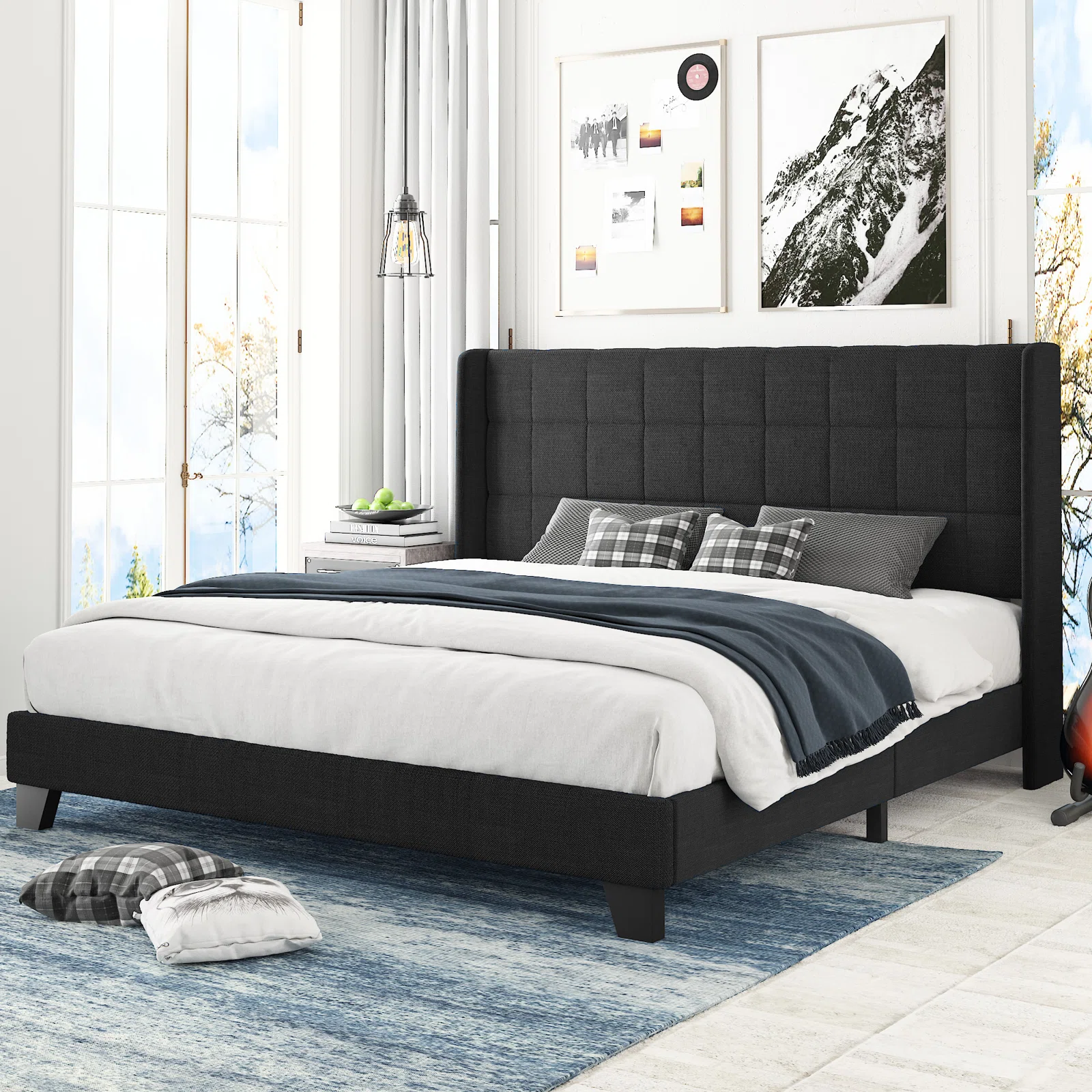 Platform Bed Frame With Wingback