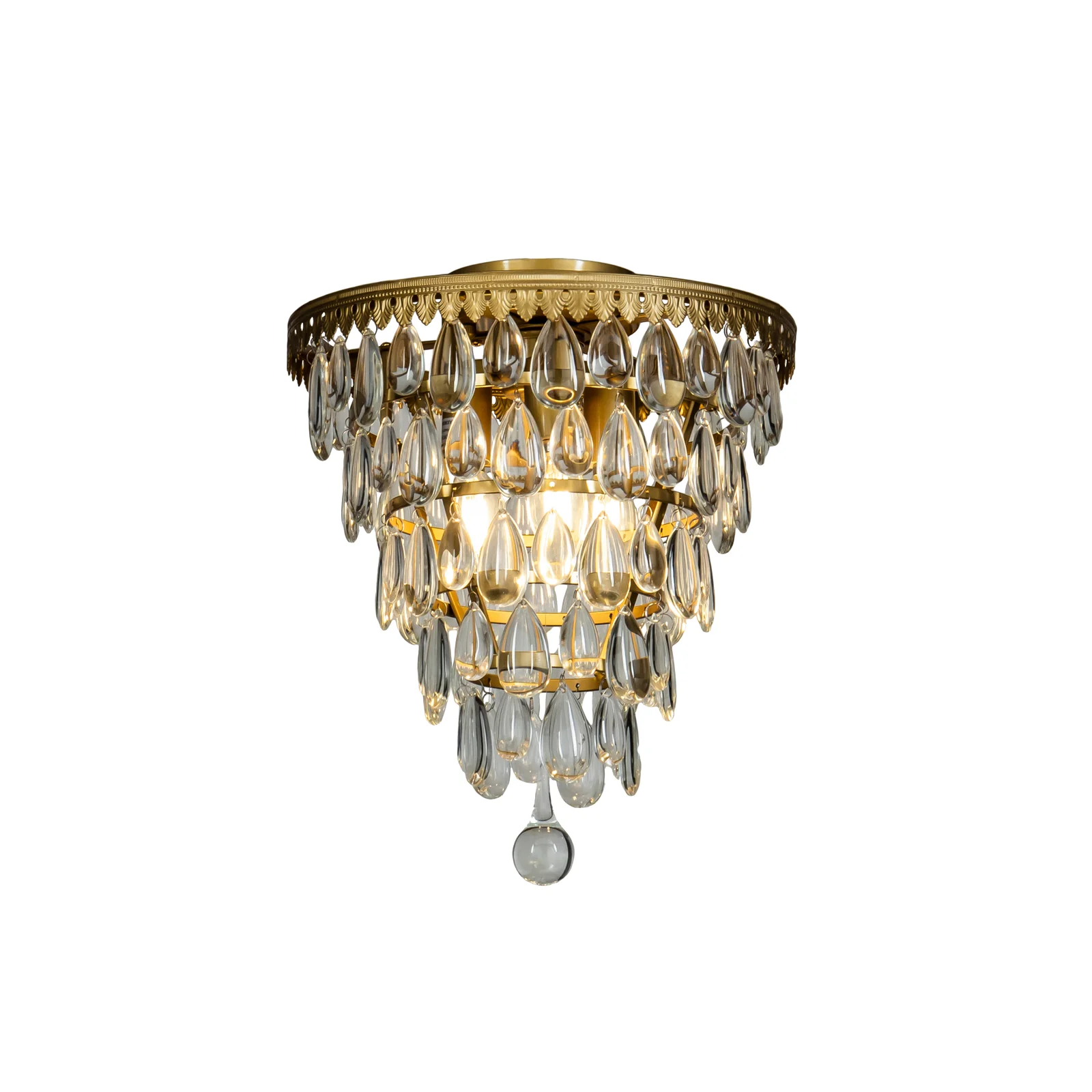 Abianna 3-Lights 12" Teardrop Glass Flush Mount Ceiling Light