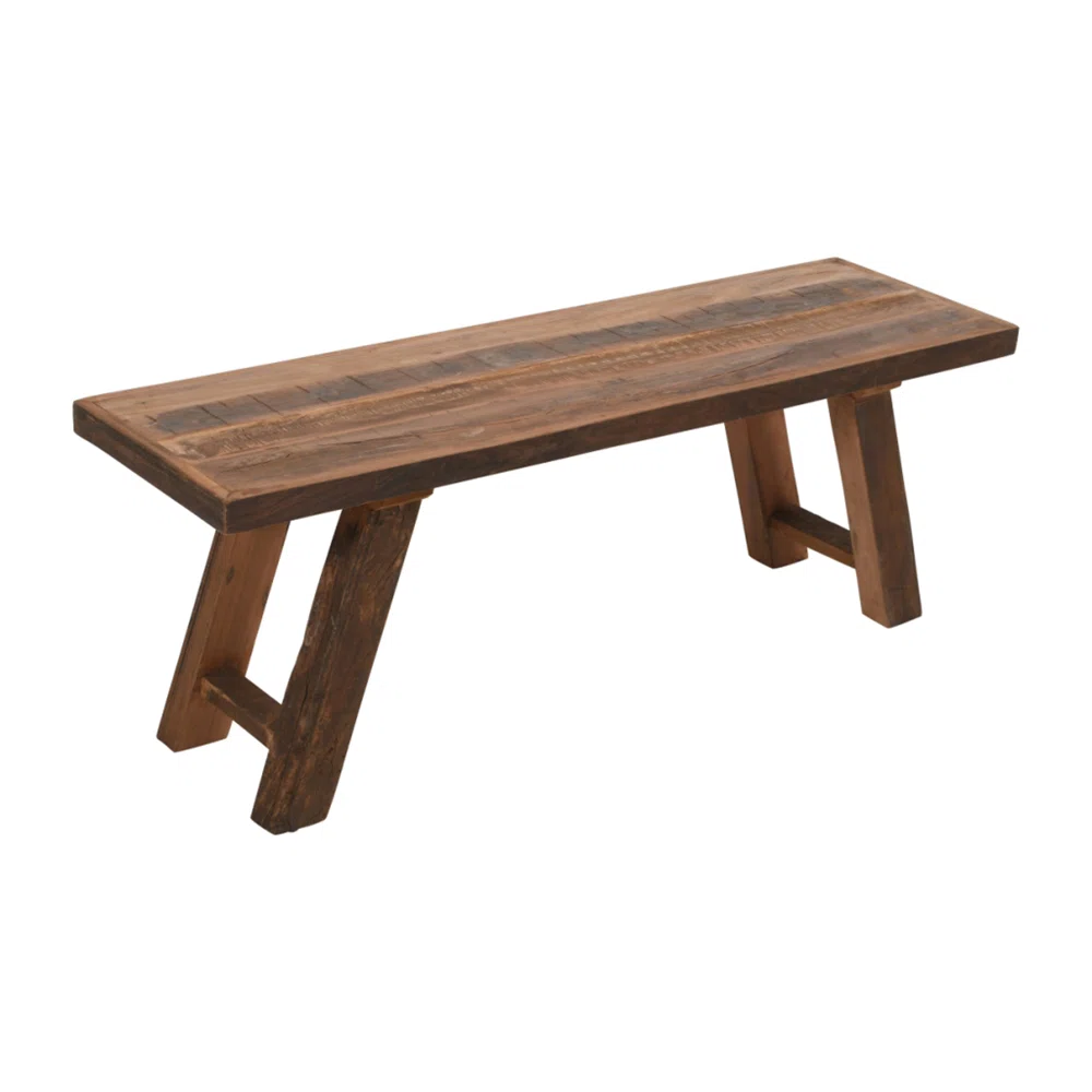 Audelio Unfinished Rustic Solid Wood Bench