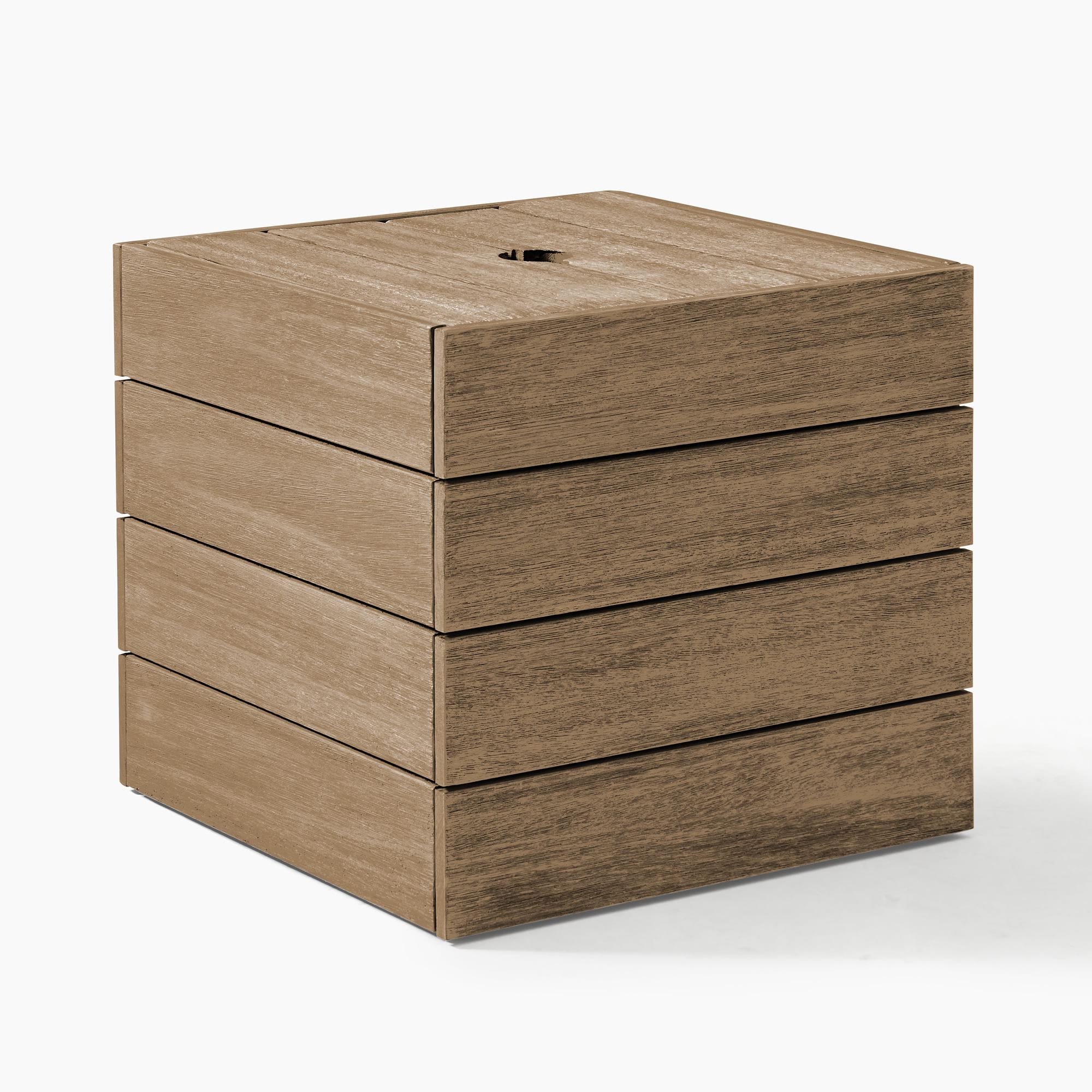 Portside Outdoor Umbrella Holder Side Table (21"), Driftwood