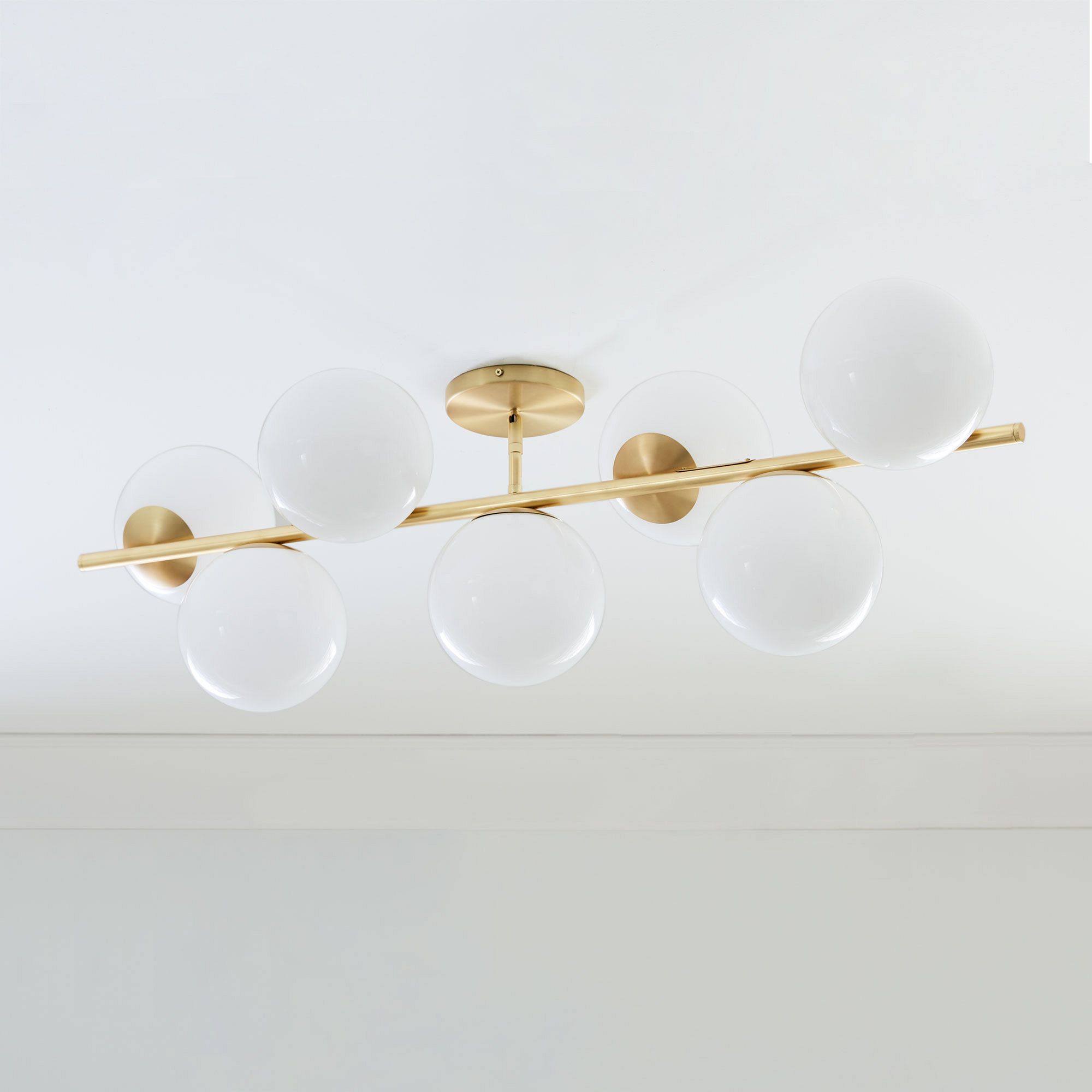 Sphere & Stem 7-Light Semi-Flushmount - Milk