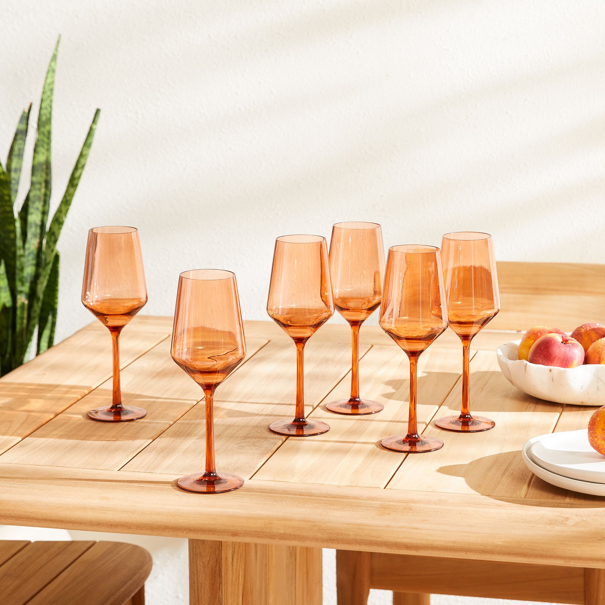Sole Outdoor Wine Glasses (Set of 6), Terra Cotta
