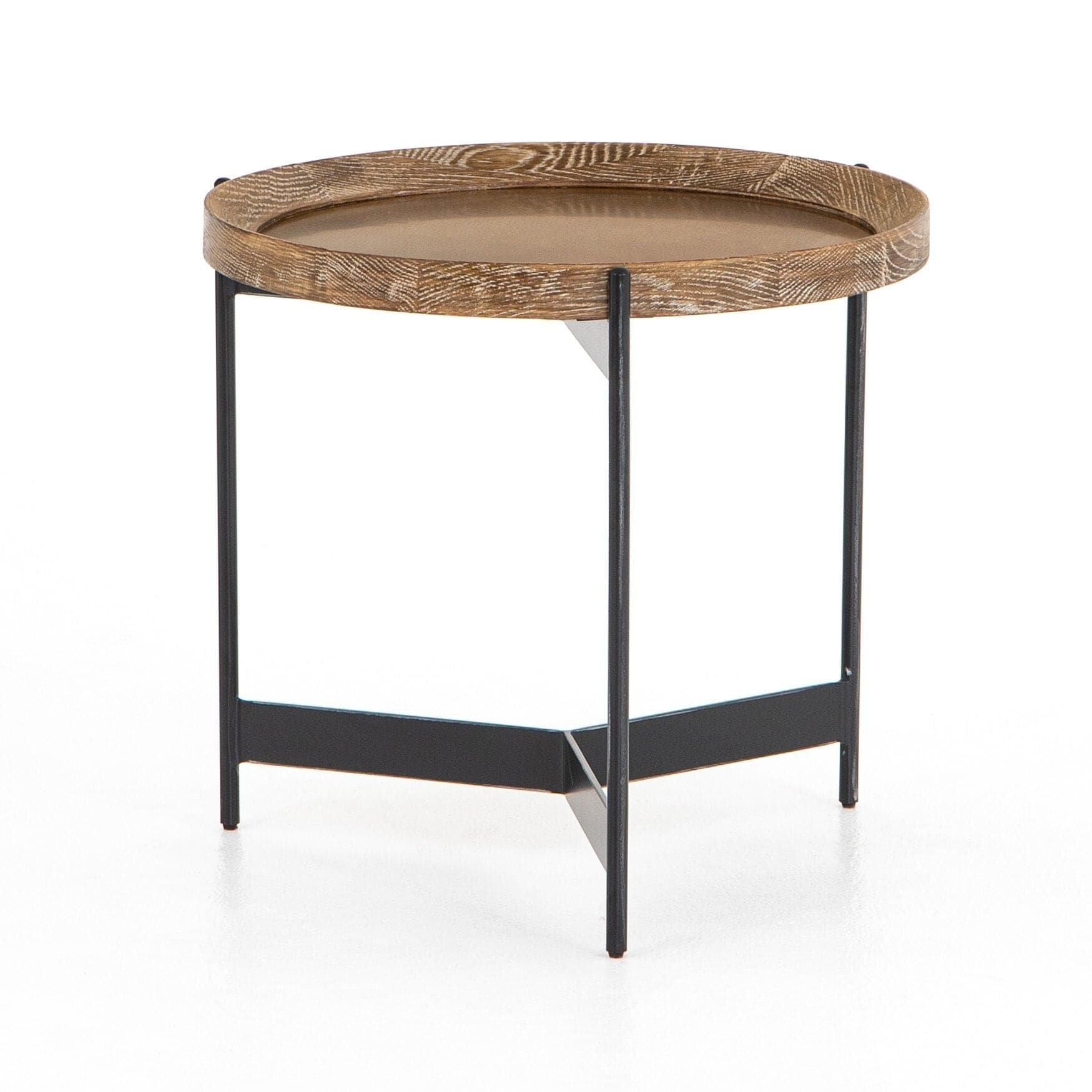 Nathaniel End Table - Bright Brass Clad