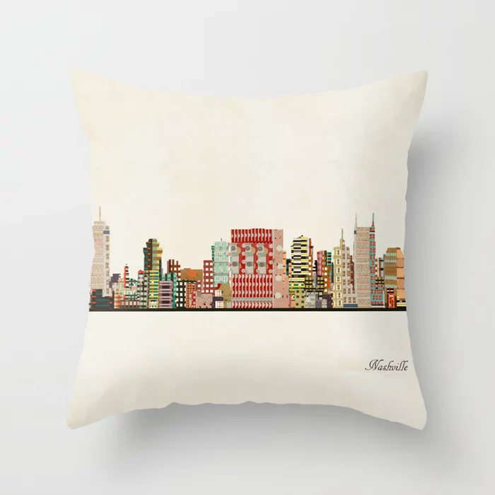 Nashville Tennessee Skyline Throw Pillow