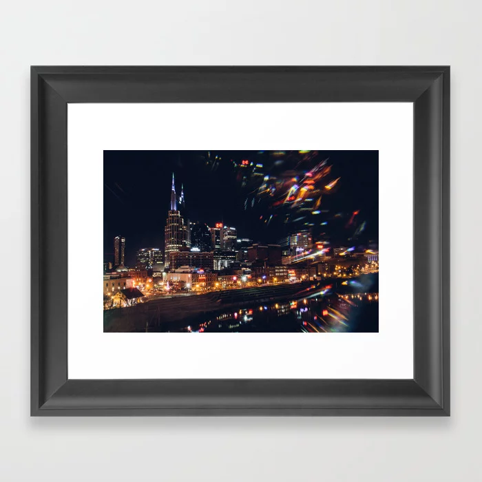 Music City Lights - Nashville Framed Art Print, Scoop Black